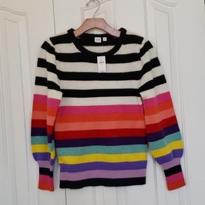 NWTGap wool-blend crazy stripe puff sleeve sweater
